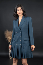 Teal Blue Crepe blazer dress
