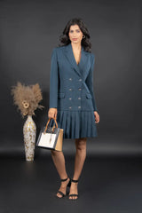 Teal Blue Crepe blazer dress