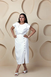 Ivory Skirt Top with Golden Button